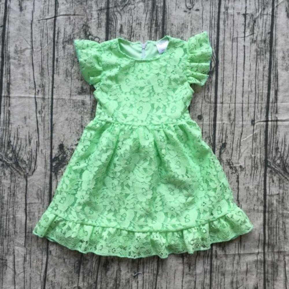 Boutique Green Lace Sleeveless Girls Dress Size 6-7
